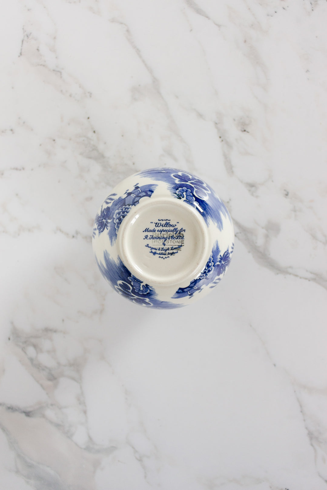 vintage staffordshire chinoiserie blue and white ginger jar