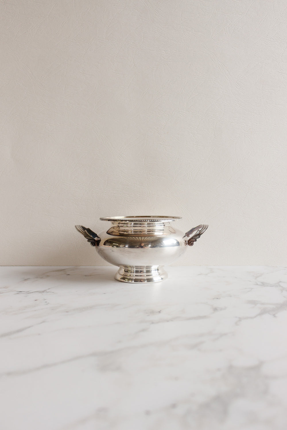 antique aheffield reproduction silver double handled bowl