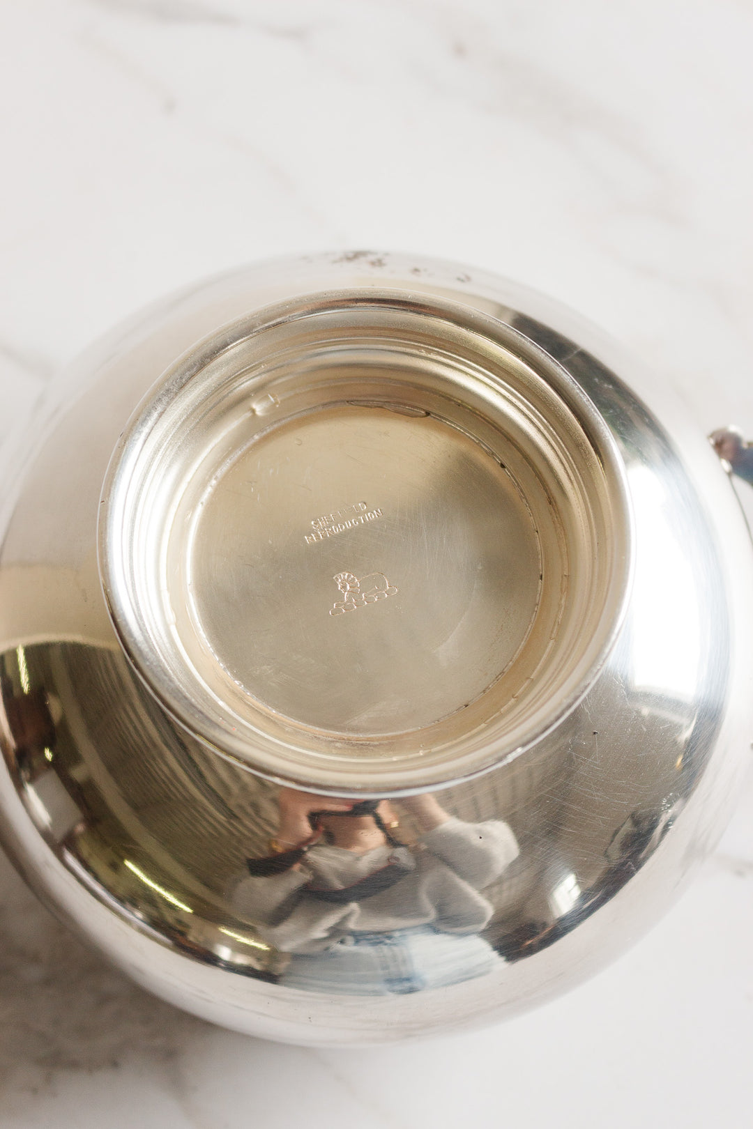 antique aheffield reproduction silver double handled bowl