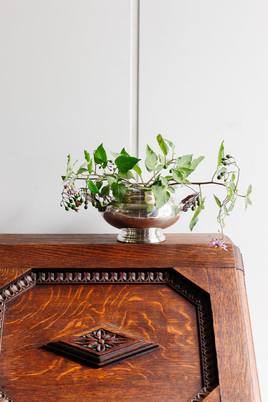 antique aheffield reproduction silver double handled bowl