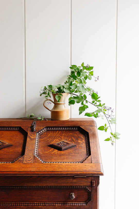 vintage french two-tone toned glazed stoneware pitcher