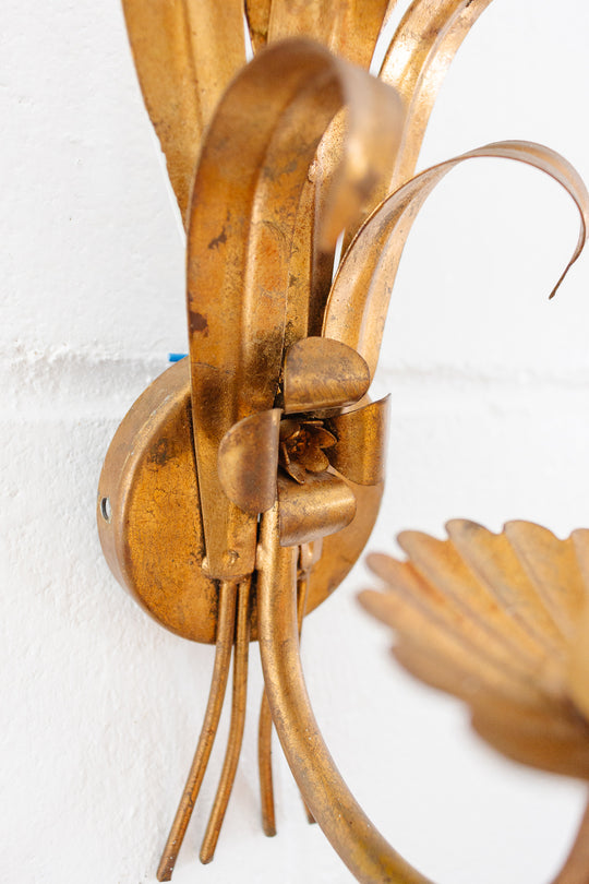 1970s gilt wall sconce attributed to Hans Kögl