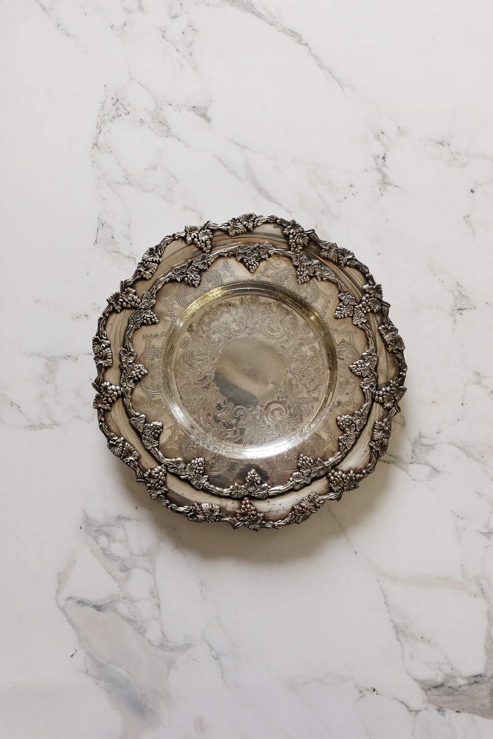 vintage sheffield reproduction silverplated grape vine platter