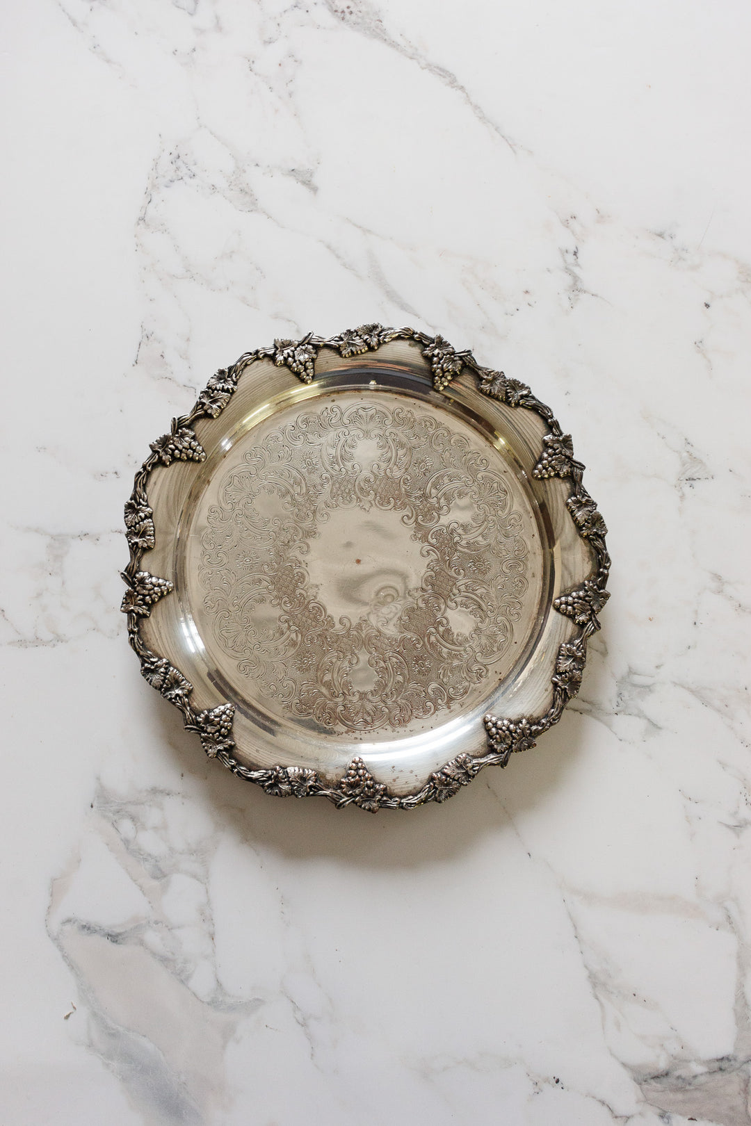 vintage sheffield reproduction silverplated grape vine platter