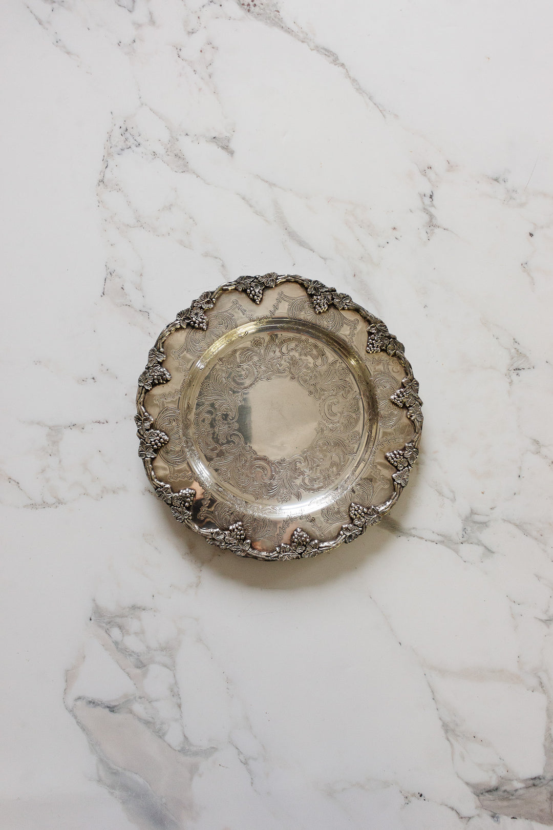 vintage sheffield reproduction silverplated grape vine platter