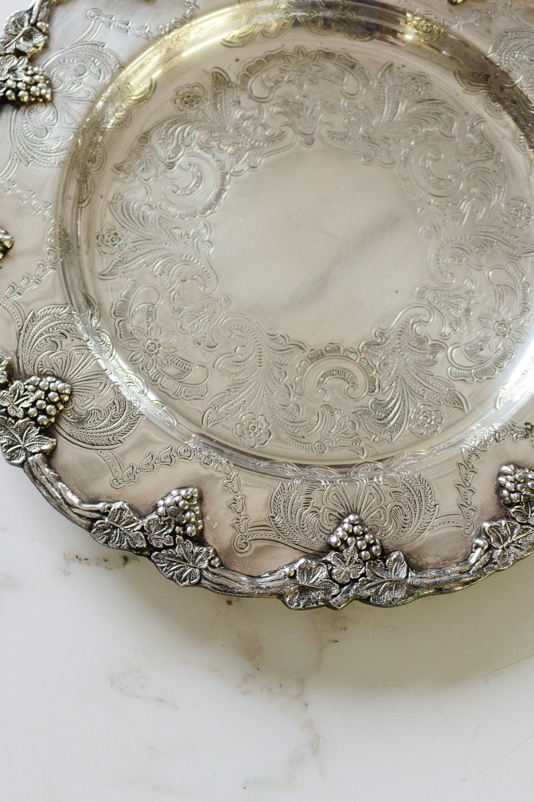 vintage sheffield reproduction silverplated grape vine platter