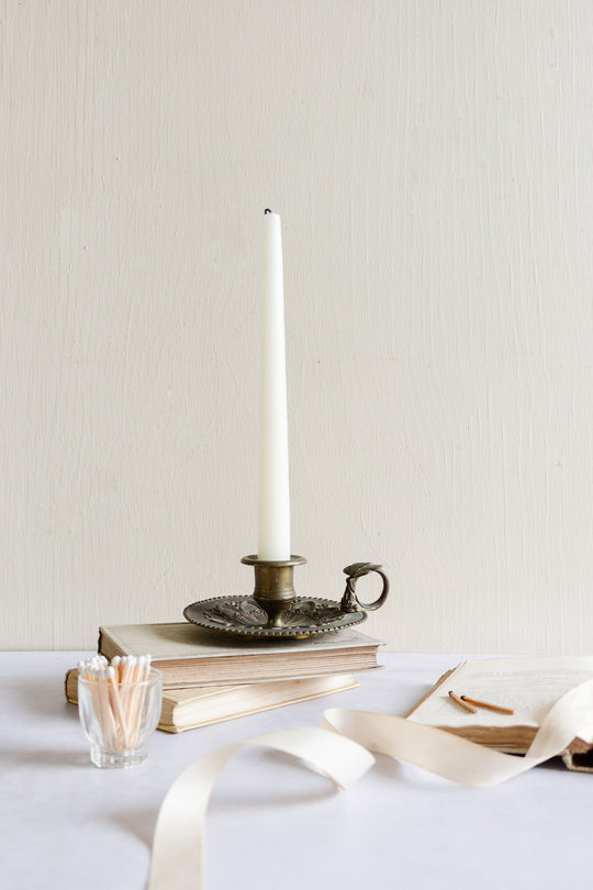 antique french embossed butterfly chamberstick