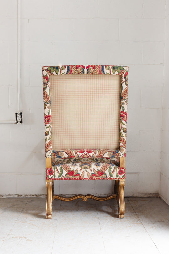 pair of 19th century French Louis XIV style tapestry & gilt walnut armchairs