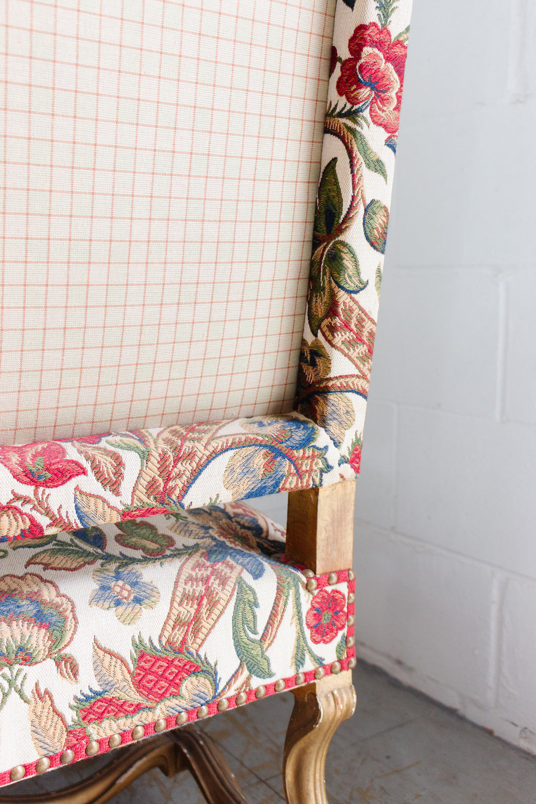 pair of 19th century French Louis XIV style tapestry & gilt walnut armchairs
