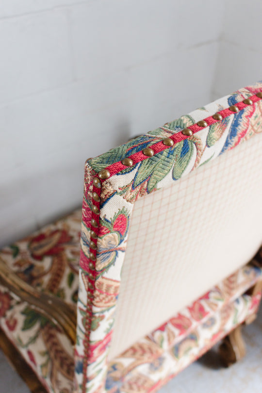 pair of 19th century French Louis XIV style tapestry & gilt walnut armchairs