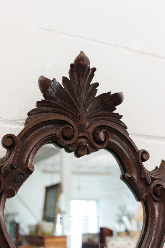 1920s French carved wood rococo style mirror sconce