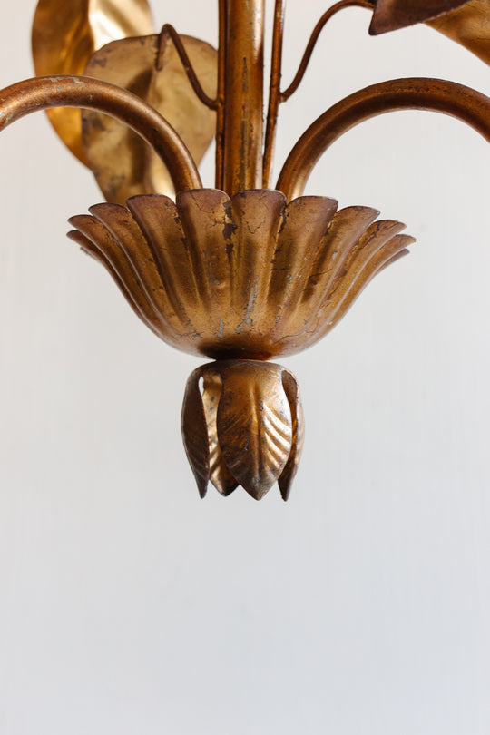 1970s Regency gilt foliate chandelier, attributed to Hans Kögl