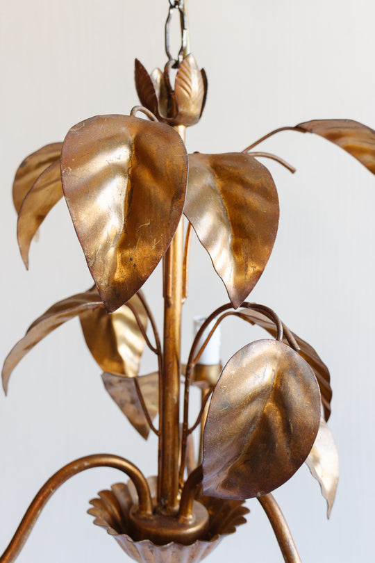 1970s Regency gilt foliate chandelier, attributed to Hans Kögl