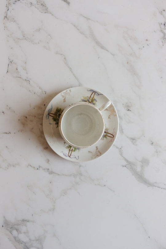19th century austrian "victoria" handpainted teacups and saucers