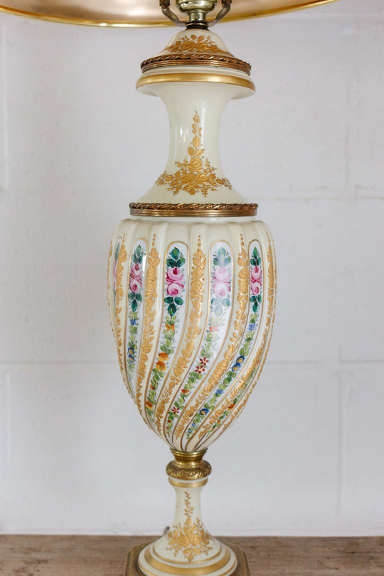 antique french sèvres style hand painted lamp with shade