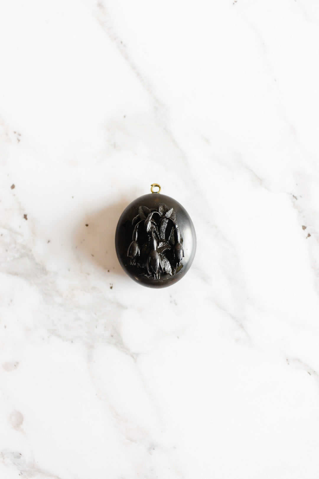 19th century French hand carved jet “forget-me-not” locket