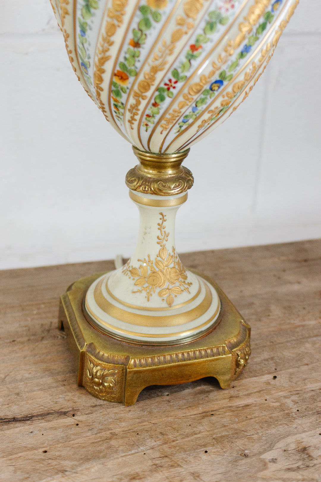 antique french sèvres style hand painted lamp with shade
