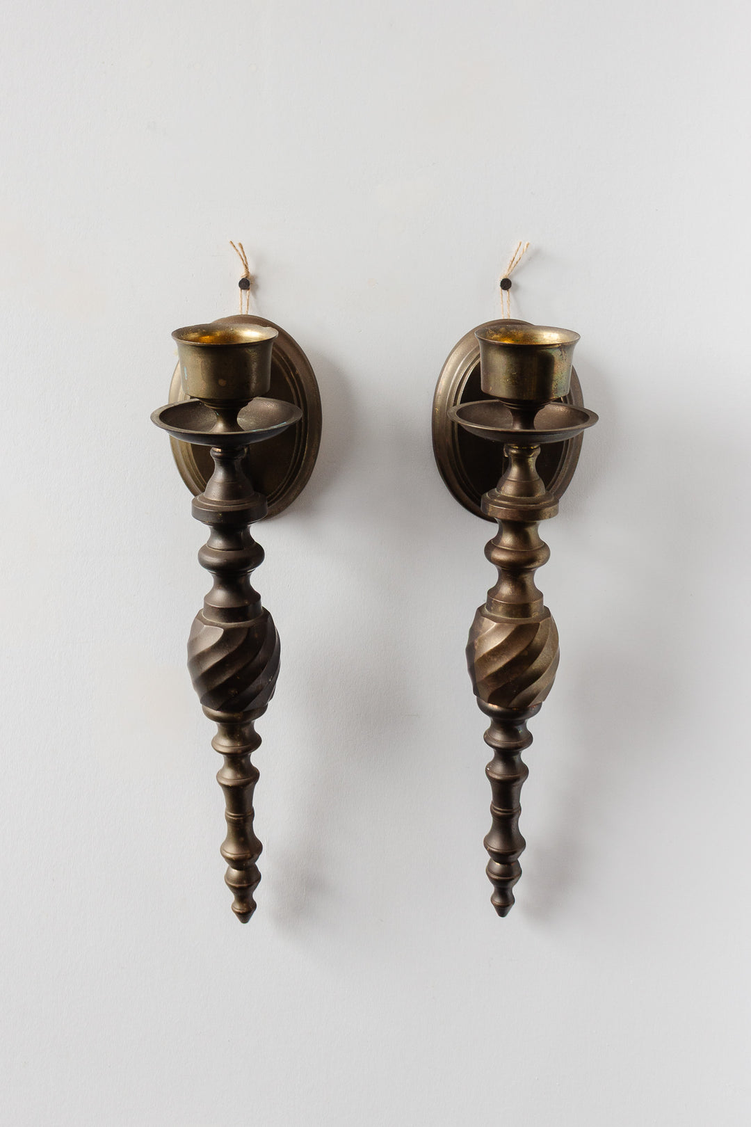 antique french brass torch candlestick sconces