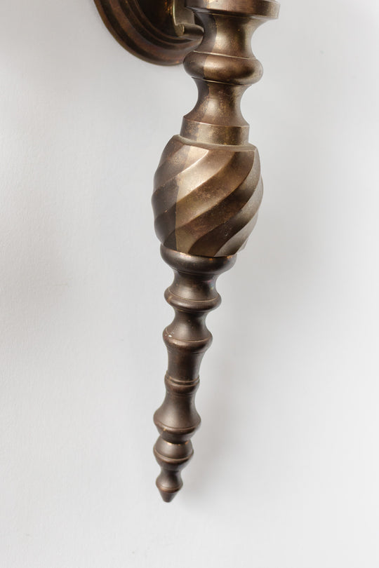 antique french brass torch candlestick sconces