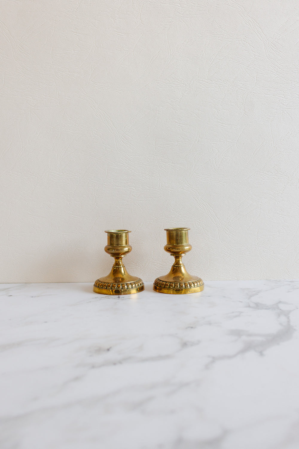 vintage french brass candlestick pair