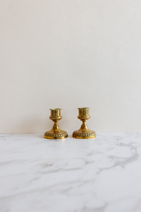 vintage french brass candlestick pair