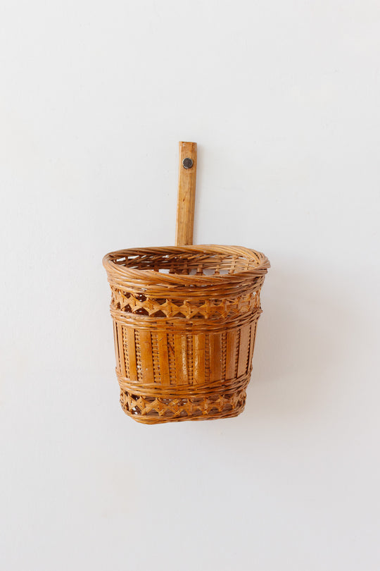vintage handmade woven wall basket