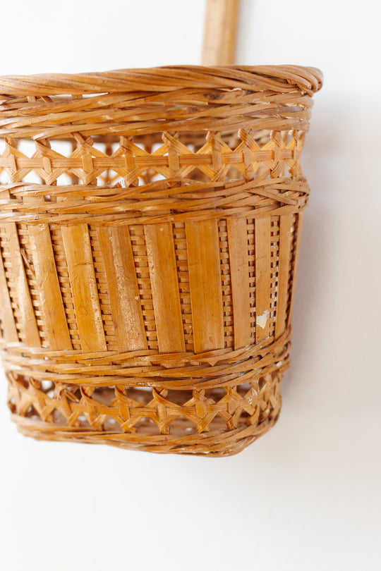 vintage handmade woven wall basket