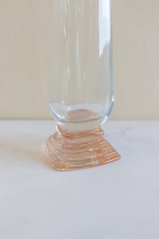 vintage italian pink crystal and glass vase