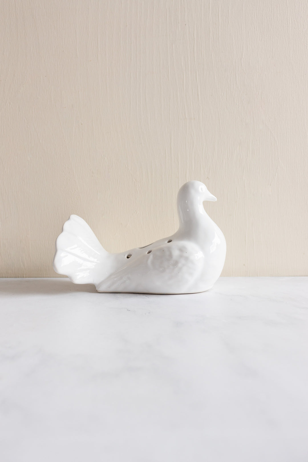 1960s French porcelain dove floral frog vase