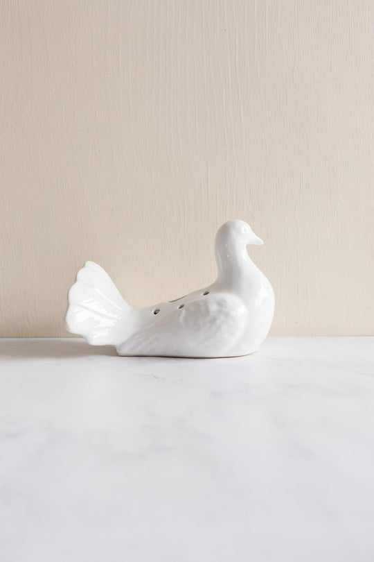 1960s French porcelain dove floral frog vase
