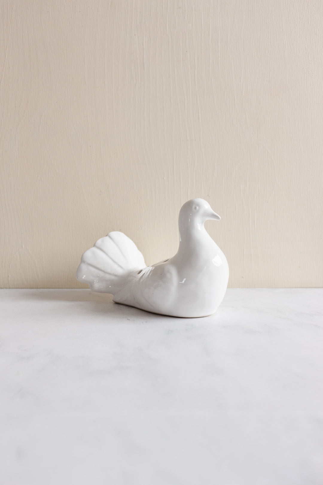 1960s French porcelain dove floral frog vase