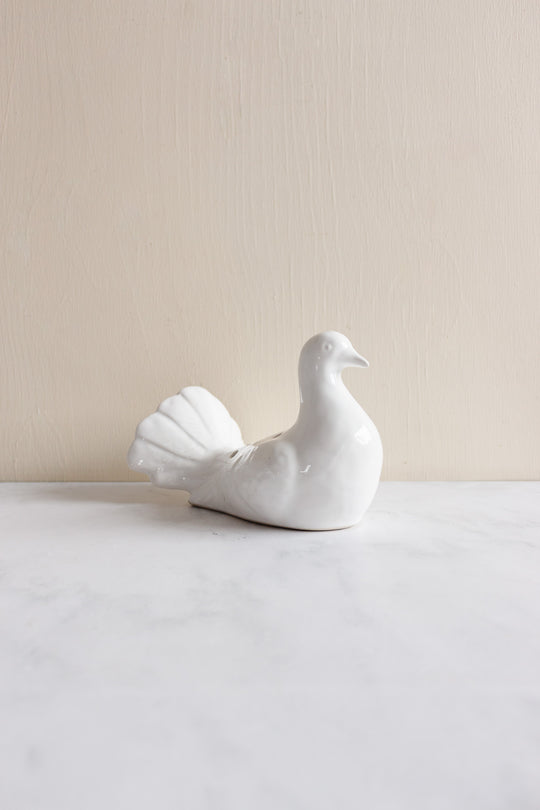 1960s French porcelain dove floral frog vase