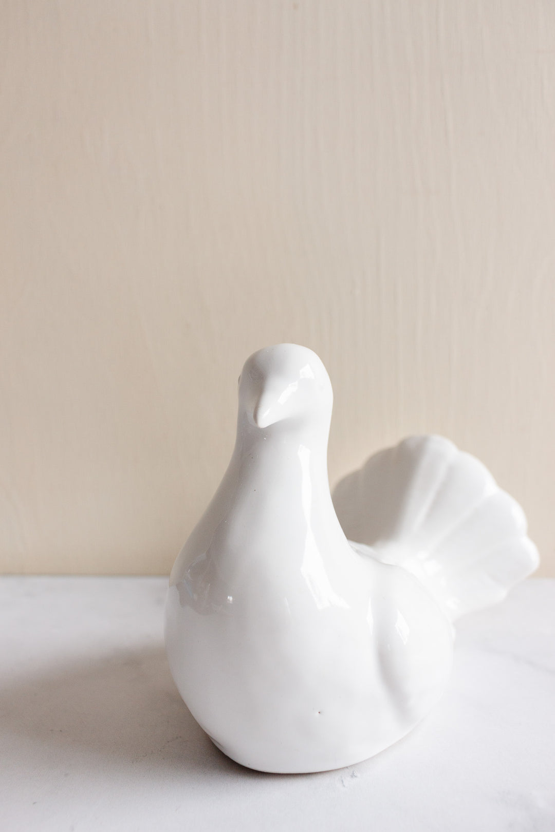 1960s French porcelain dove floral frog vase
