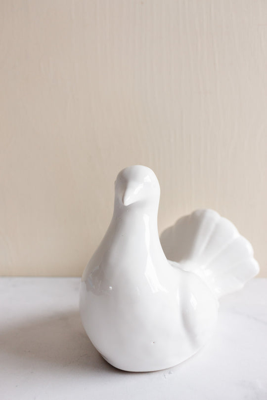 1960s French porcelain dove floral frog vase
