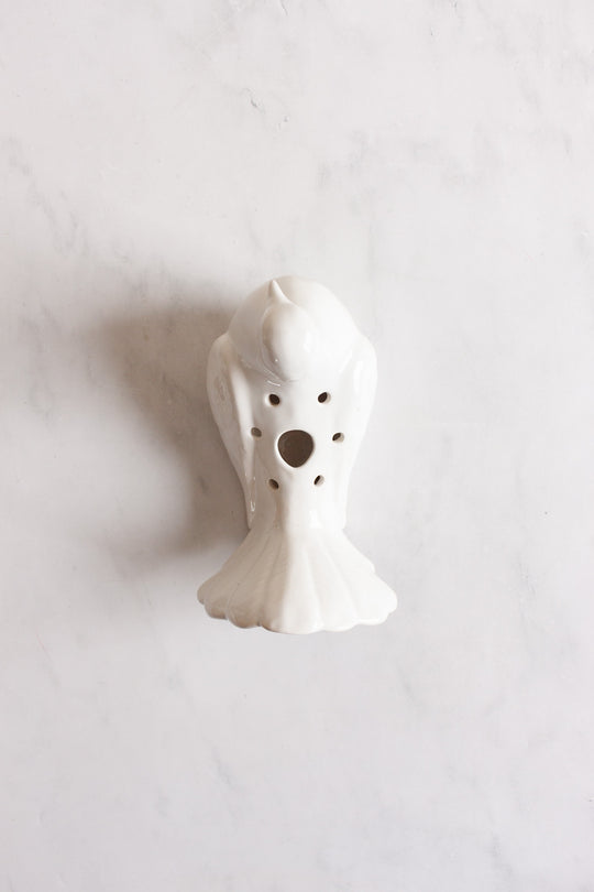 1960s French porcelain dove floral frog vase