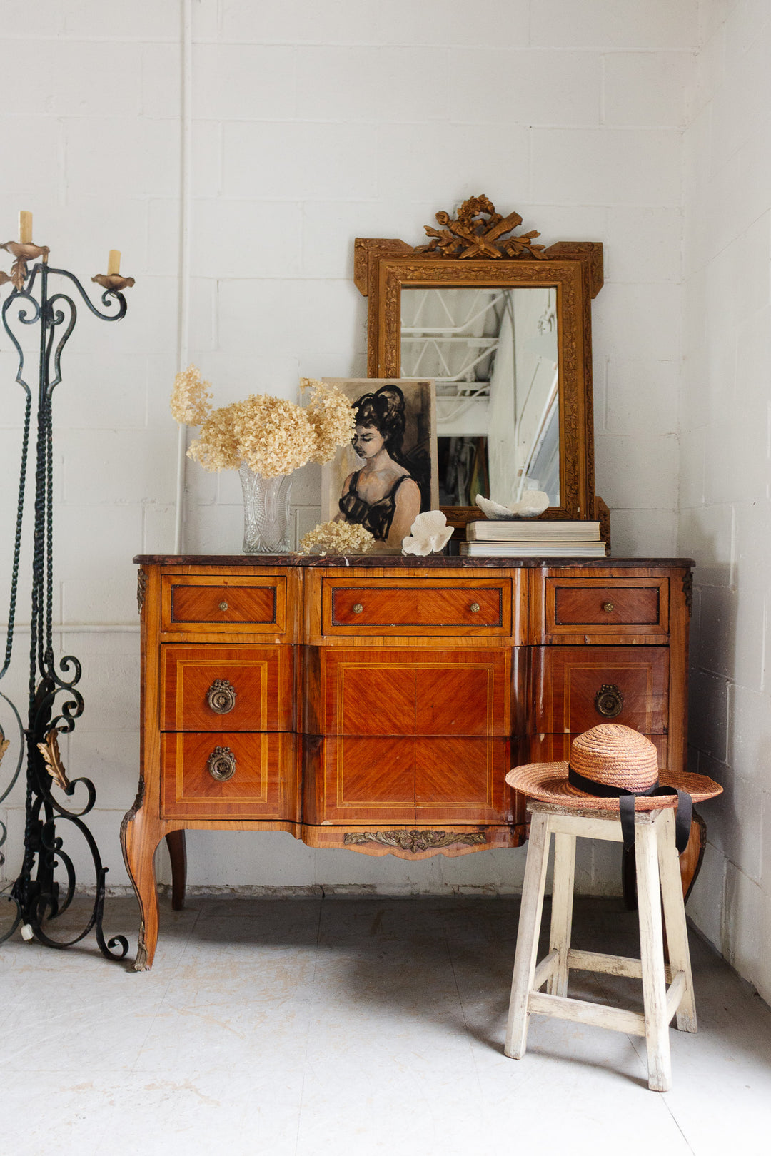 19th century french kingwood louis xv marble topped commode