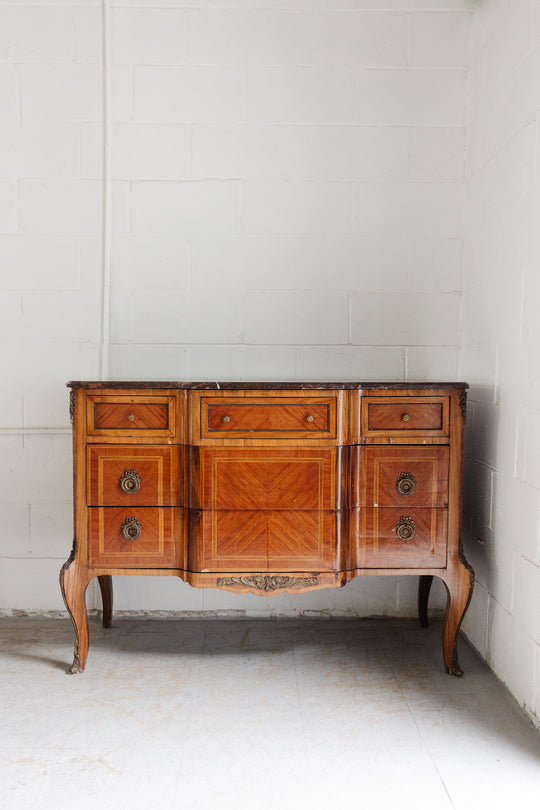19th century french kingwood louis xv marble topped commode
