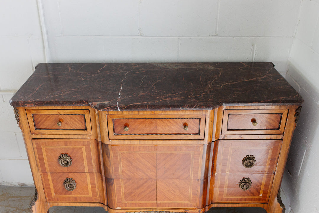 19th century french kingwood louis xv marble topped commode