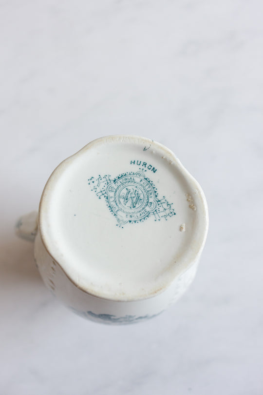 antique English Colonial Pottery ironstone transfer ware pitcher