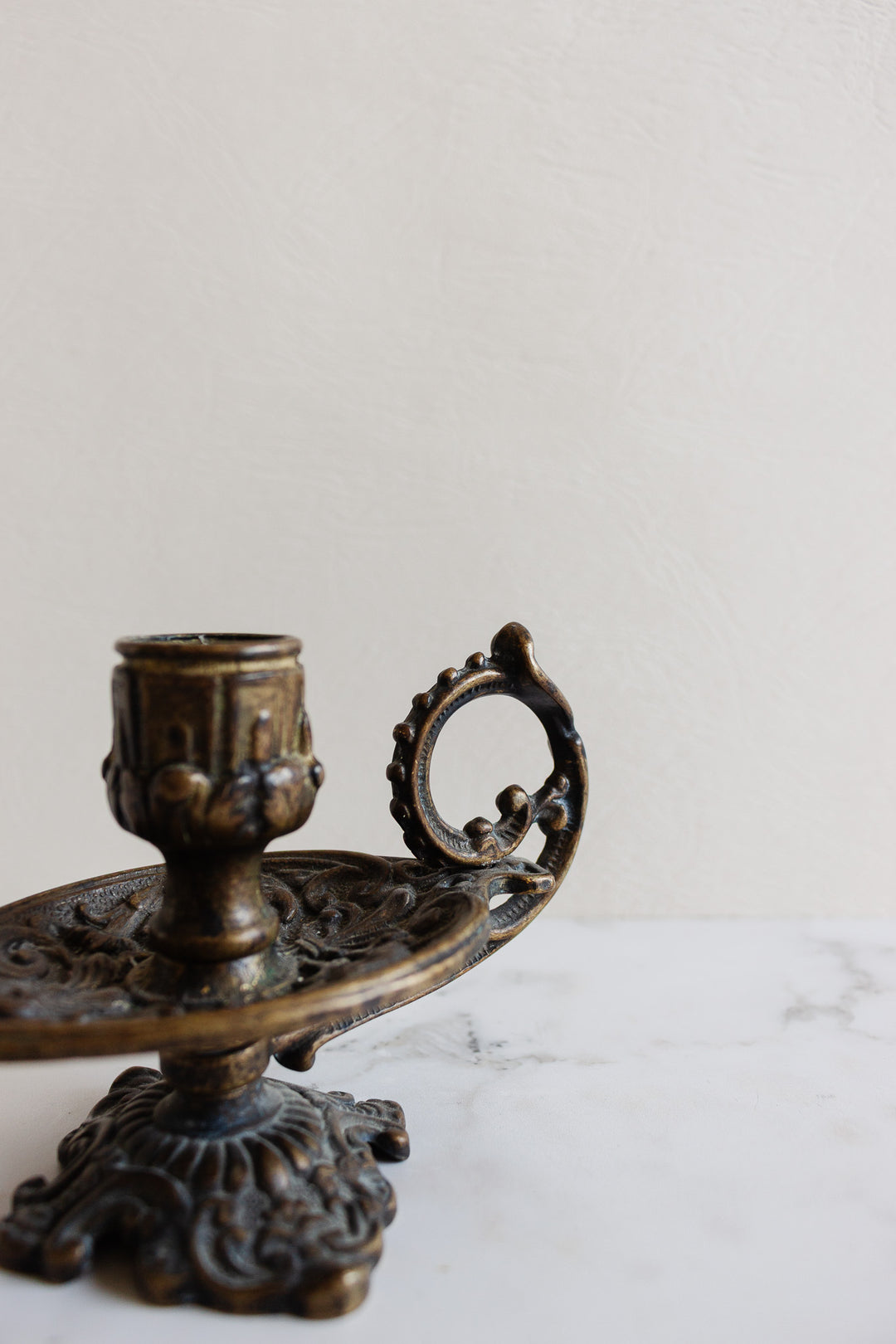 antique french ornate tall chamberstick