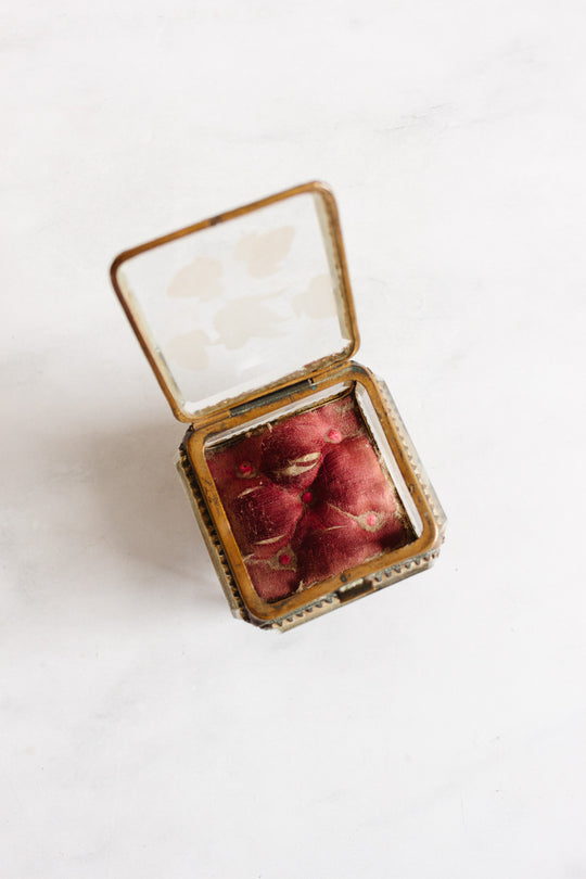 19th century Napoleon III gilt ormolu and beveled etched glass bijoux casket