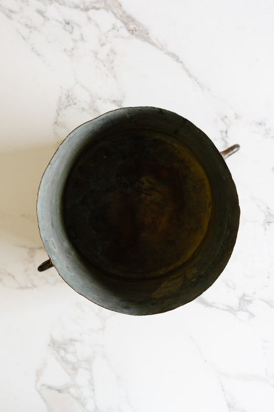 19th century French large hand forged copper stock pot