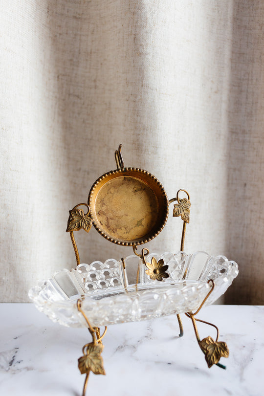 19th century French Napoleon III Baccarat crystal and brass ring dish
