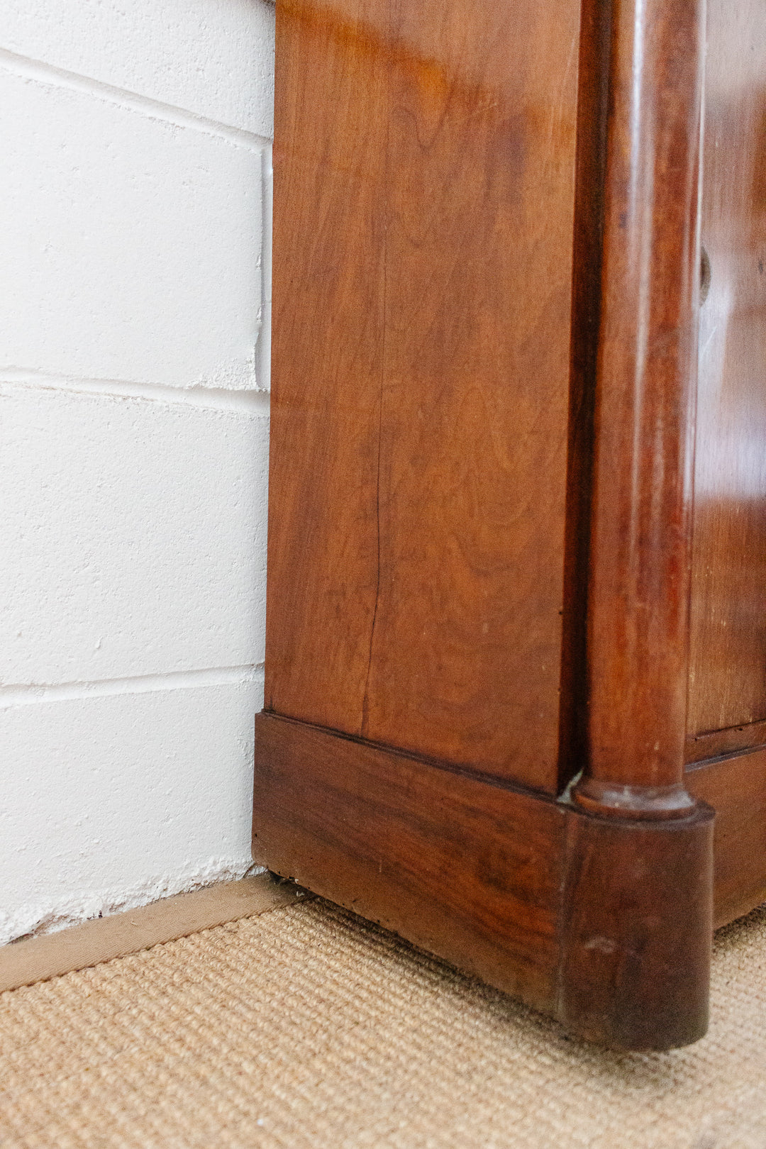 19th century French Empire cherry wood nightstand with gray marble top
