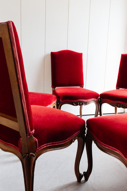 antique french louis xiv dining chairs, set of 6