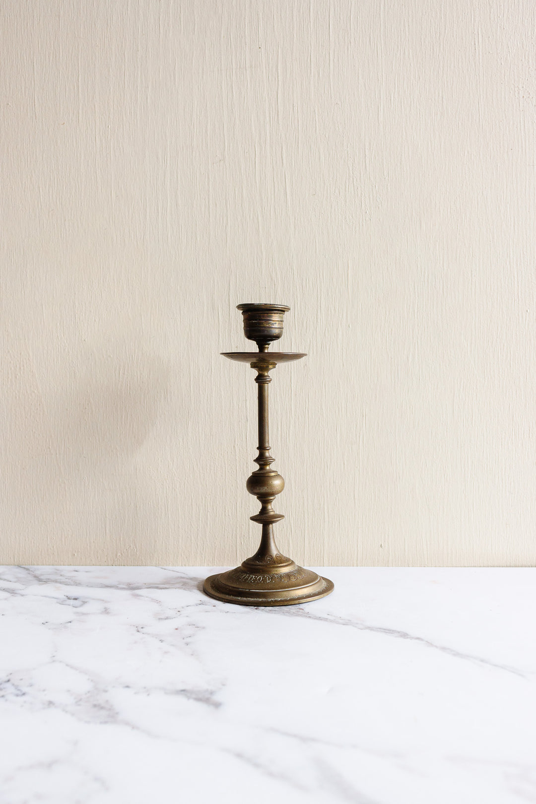 19th century French Louis XV style brass candlestick