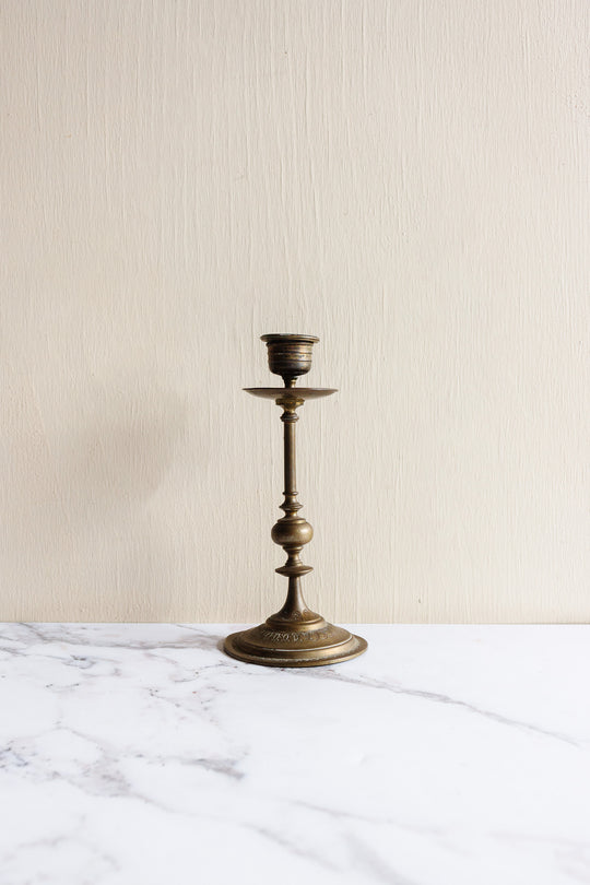 19th century French Louis XV style brass candlestick