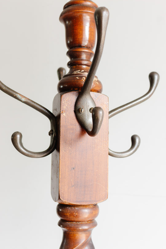 antique English barley twist coat rack
