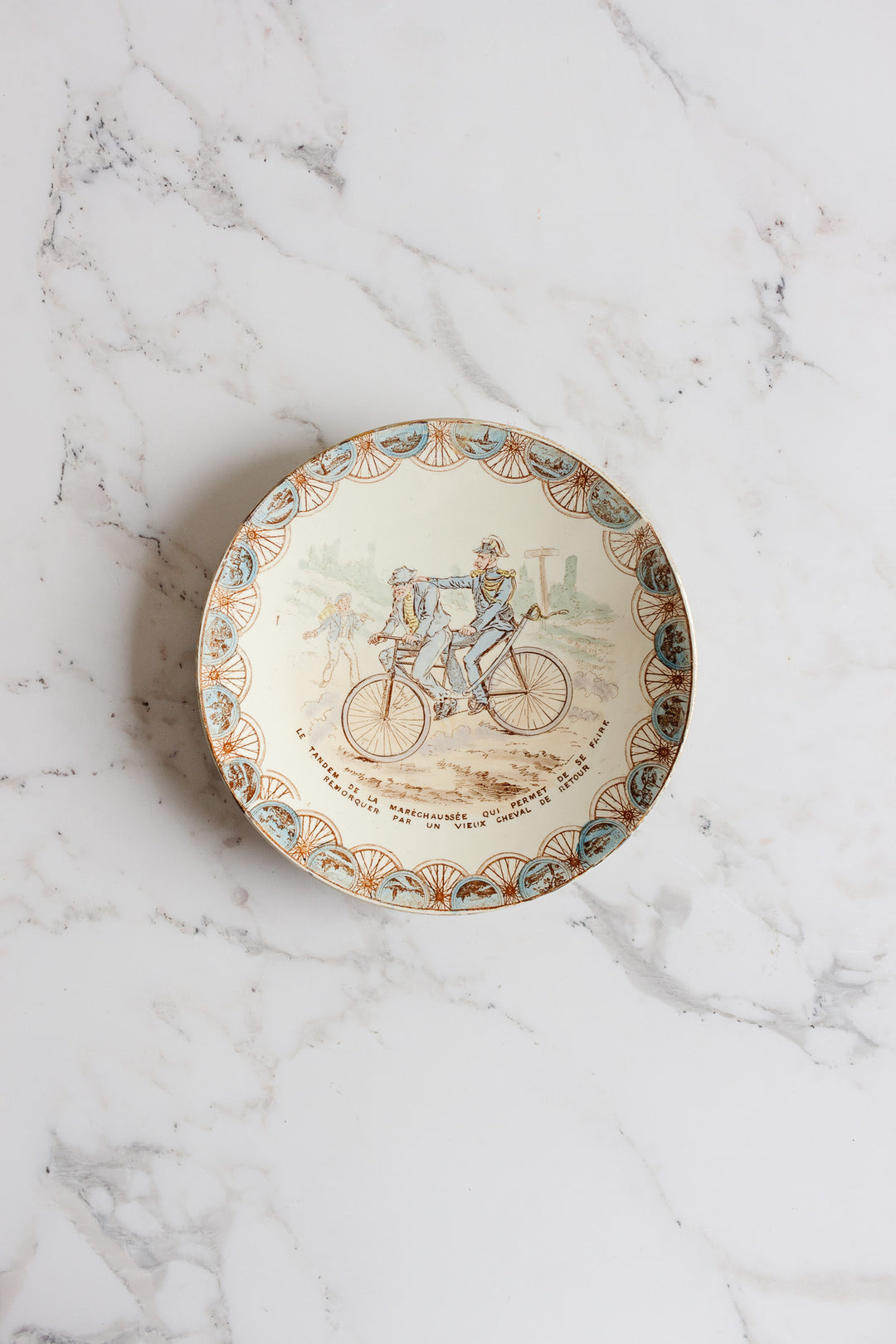 19th century French KG Luneville “cycliste” talking plate