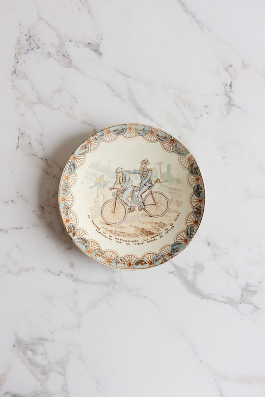 19th century French KG Luneville “cycliste” talking plate